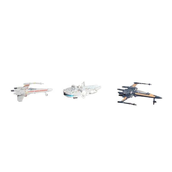 Star Wars X-Fighters And Millennium Falcon Diecast 3" Vehicles Loose Pre-owned - Picture 3 of 11